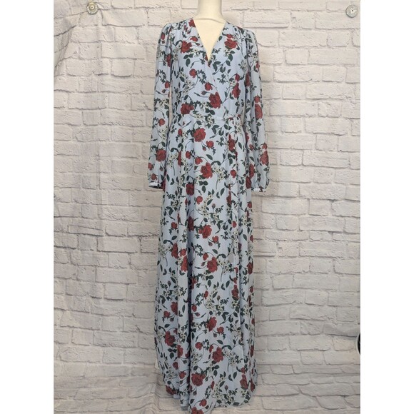 YUMI KIM Blue Juliette Fortune Teller Lined Maxi Wrap Dress Size Medium - Picture 1 of 9